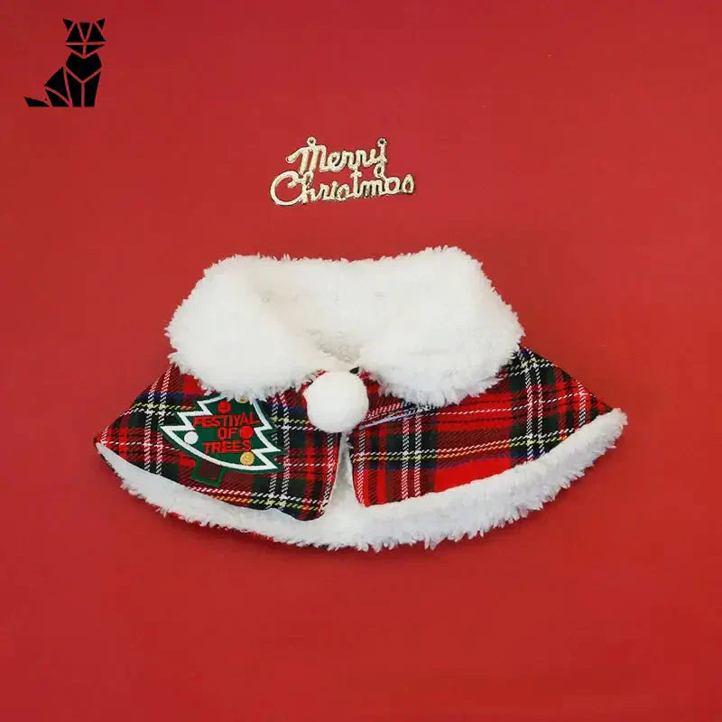 Manteau de Noël à carreaux rouges et noirs pour chiens avec col en fourrure blanche - Conçu pour les promenades hivernales