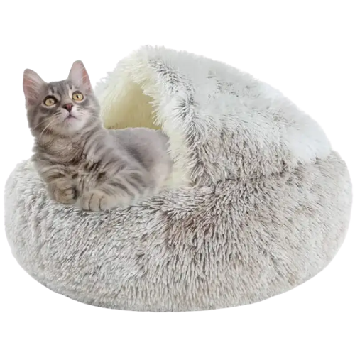 Lit Rond En Peluche Pour Un Sommeil Douillet De Votre Chat Transparent Background