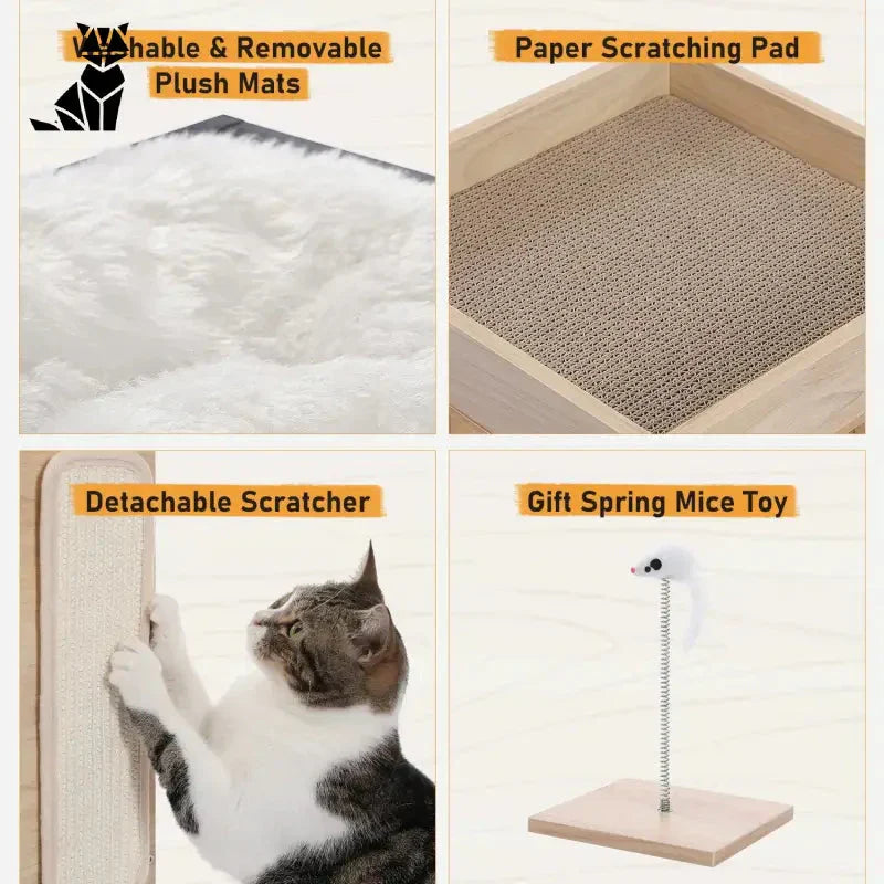 Chat utilisant Feline Elegance™ cat tree scratching mat - arbre à chat pour félins joueurs