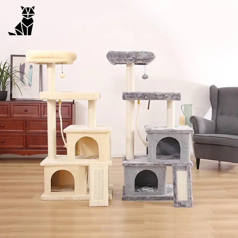 Chat escalade arbre à chat avec des étages colorés pour un jeu vertical