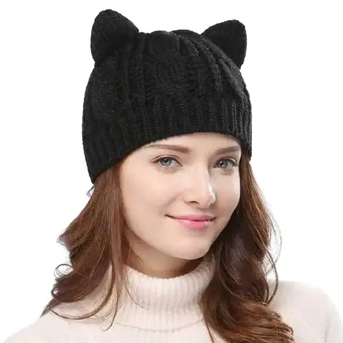 Bonnet Chat Kawaii Avec Petites Oreilles En Coton Tricoté à La Main Transparent Background