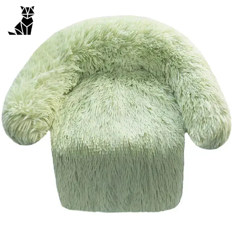 Canapé pour chien en feutre - Repos douillet, fauteuil vert à fourrure blanche