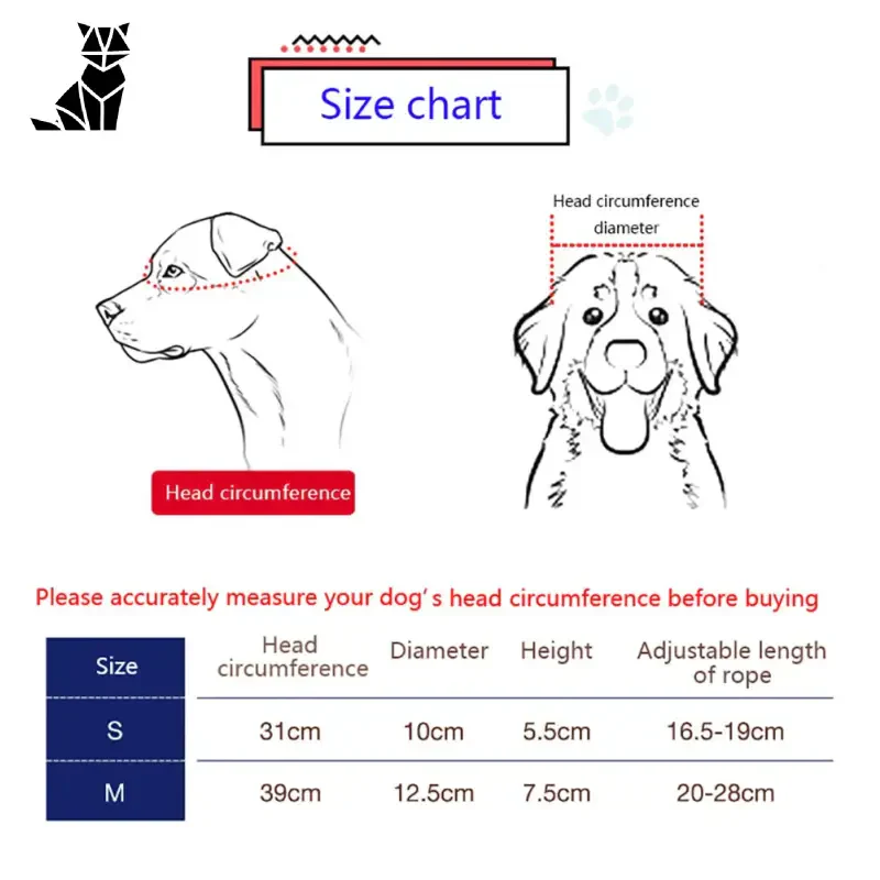 Diagramme montrant la taille correcte de la tête du chien pour le casque moto pour animaux