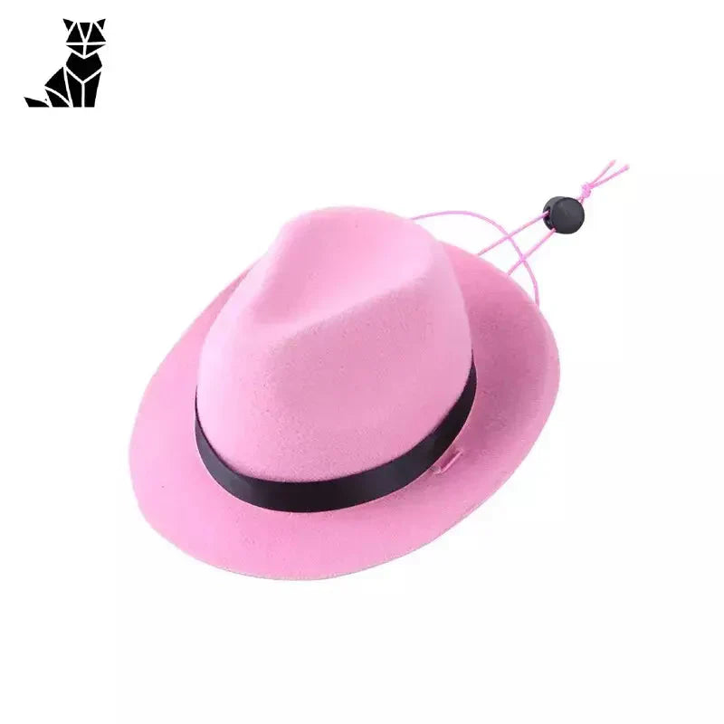 Chapeau amusant : Chapeau de cow-boy rose avec bande noire pour animaux - accessoire élégant pour animaux de compagnie