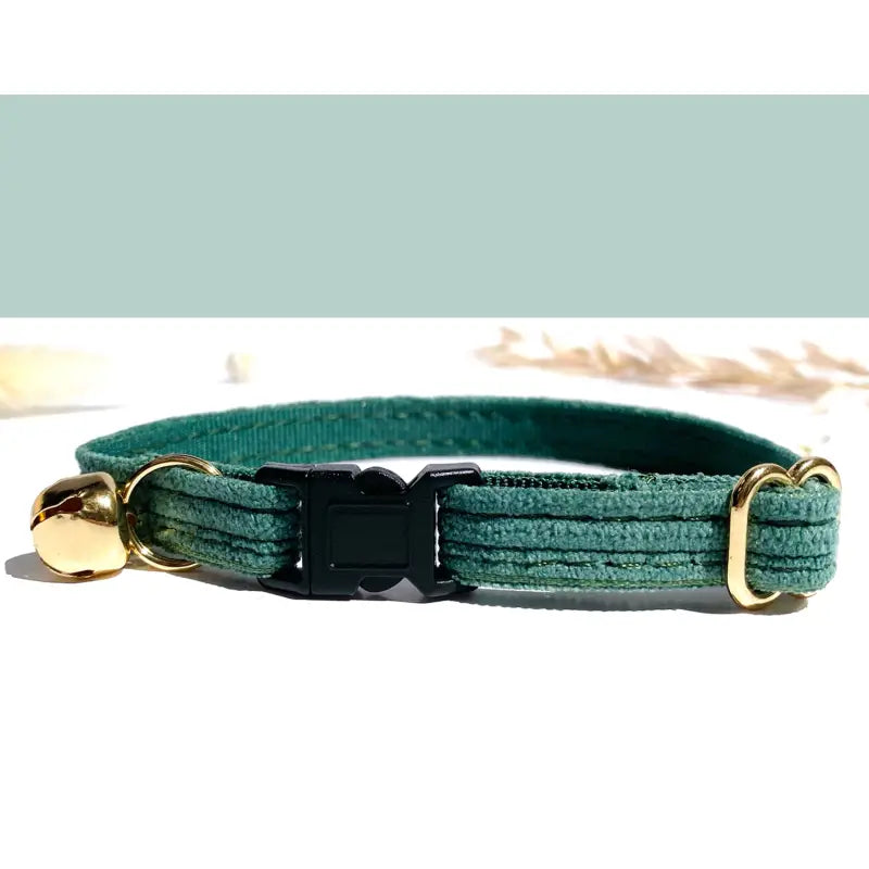 Collier Chat Anti - Étranglement Velours Vert