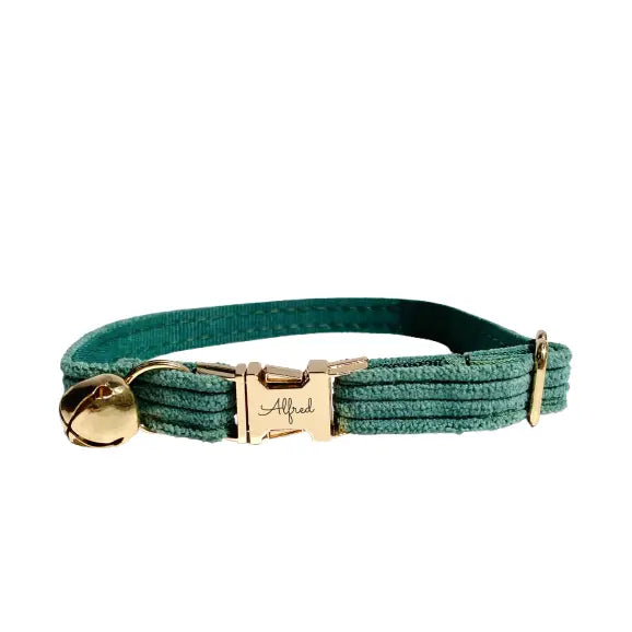 Collier Chat Personnalisé Velours Vert Transparent Background