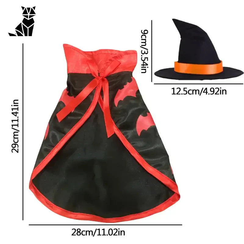 Costume effrayant pour chat avec lapins - Chapeau de sorcière avec noeud, parfait pour Halloween Animaux Auxiliaires