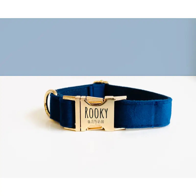 Kit Complet Chien Personnalisé Velours Bleu Marine