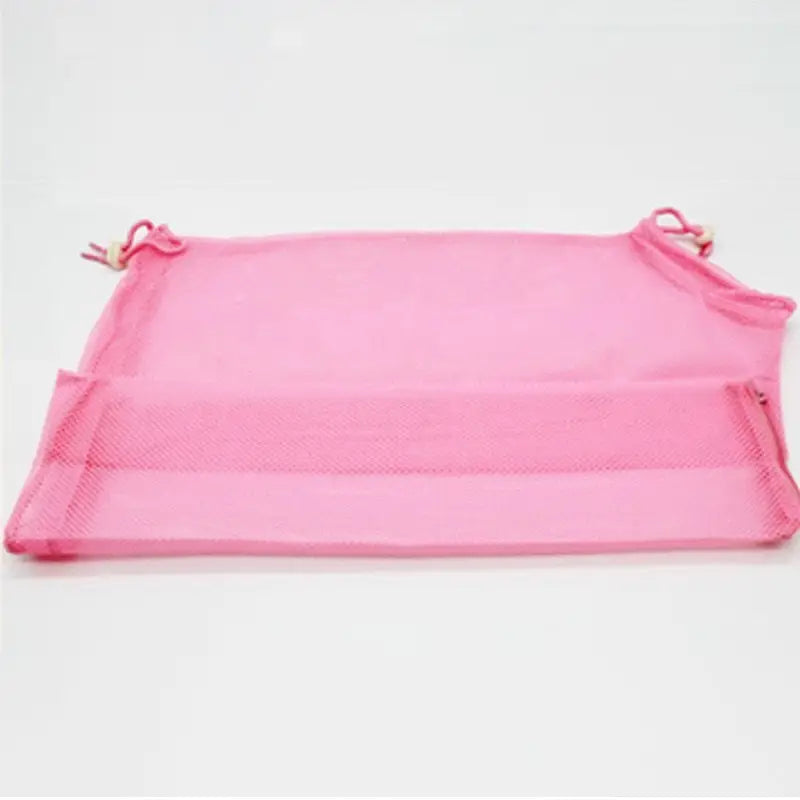 Un sac en maille rose avec une fermeture éclair - Filet de bain pour chat sûr pour le toilettage et le bain des animaux de compagnie