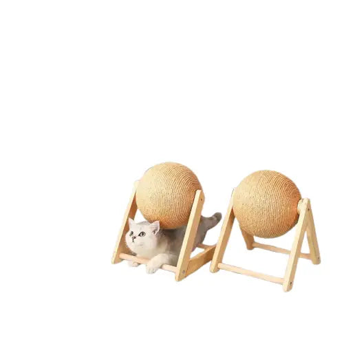 Chat confortablement assis sur une chaise en bois de Solid Wood Cat Scratcher pour les animaux qui aiment le bois Transparent Background
