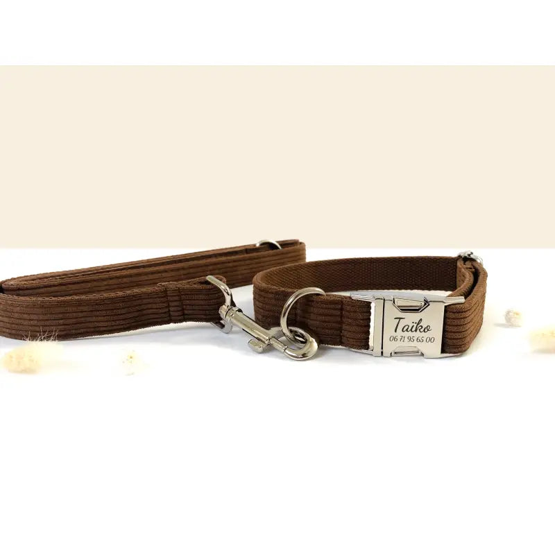 Kit Complet Chien Personnalisé Velours Côtelé Chocolat