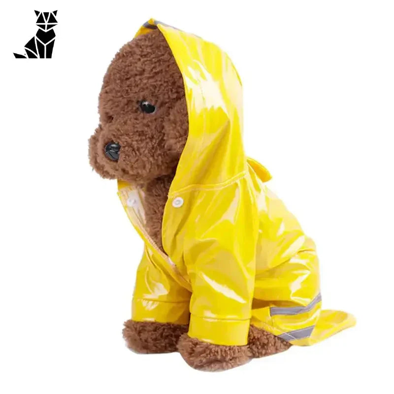 Ours en peluche dans un manteau jaune imperméable pour petits chiens