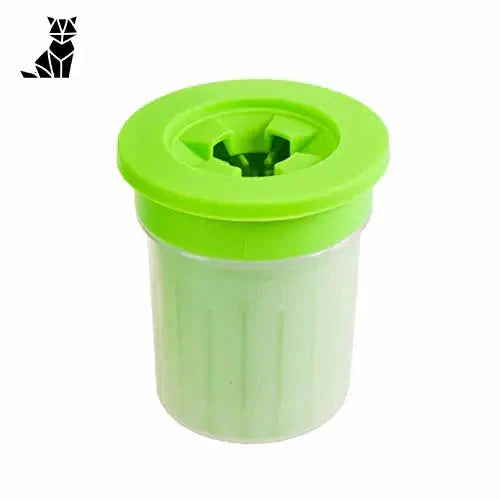 Nettoyeur de pattes pour chien en silicone vert avec couvercle