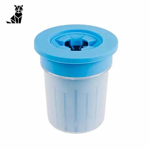 Nettoyeur de pattes de chien en silicone bleu avec couvercle