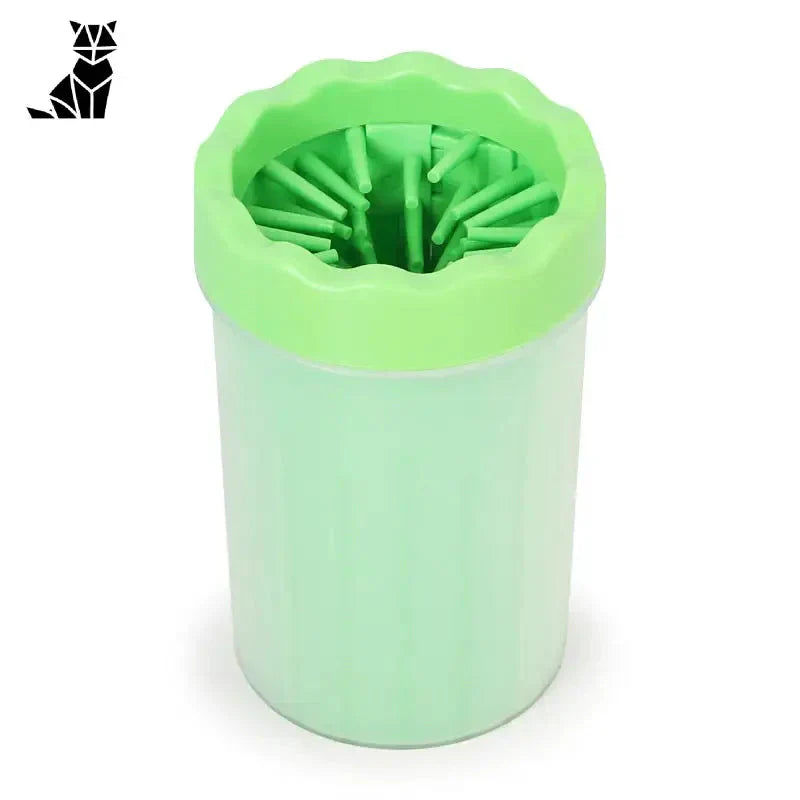 Nettoyeur de pattes pour chien en silicone vert avec couvercle