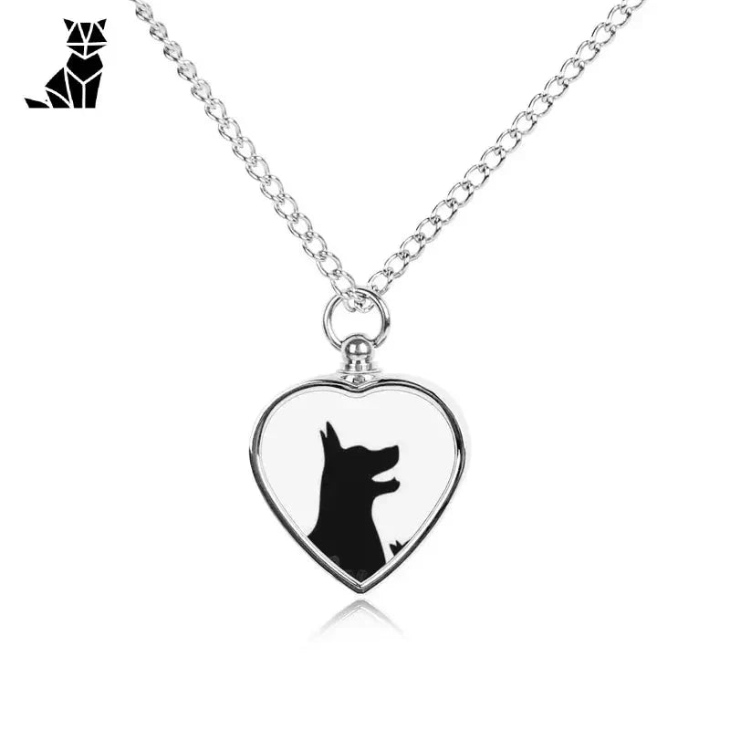 Pendentif en forme de cœur avec silhouette de chien sur chaîne - Souvenirs personnalisés