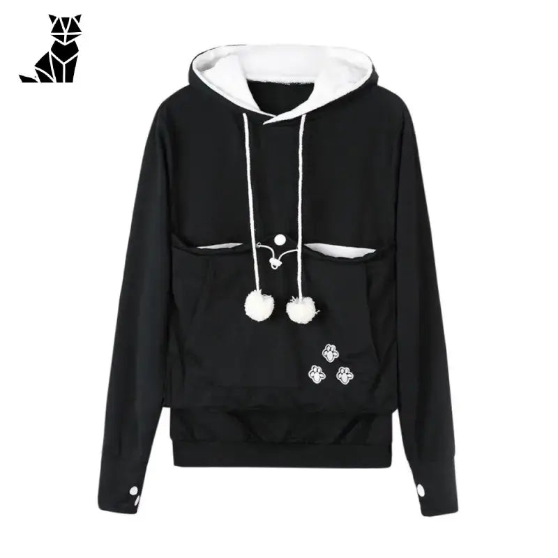 Pull Chat Avec Poche Kangourou Pour Moments Cocooning - Noir / s