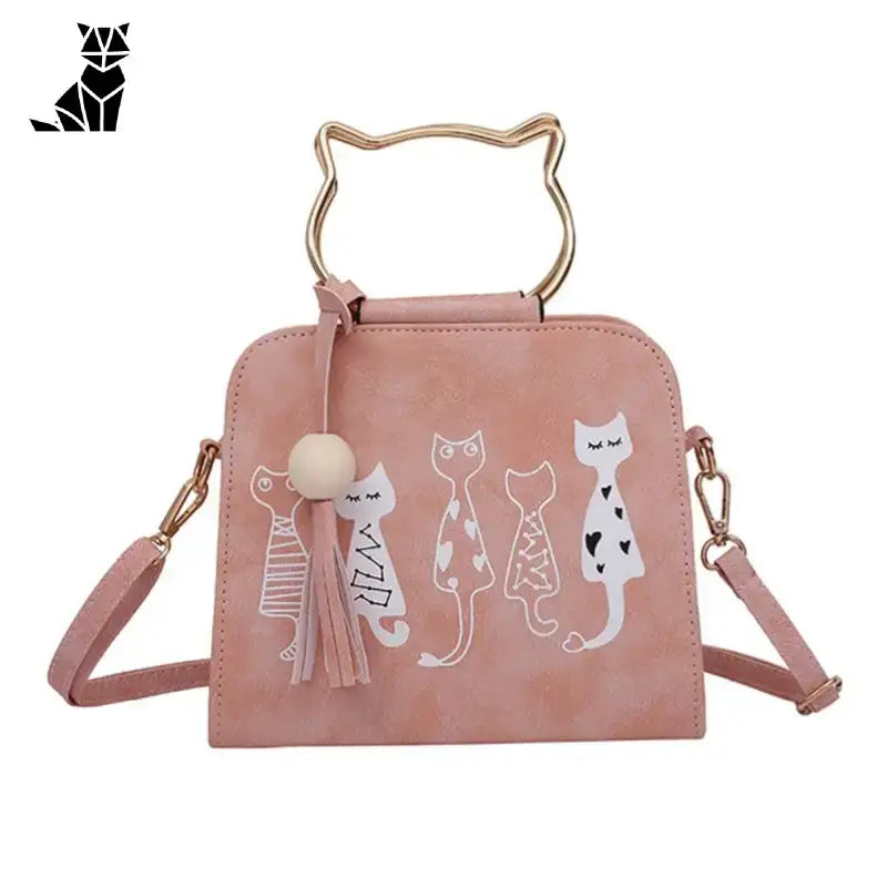 Sac à Main Chic Pour Femme Au Motif Chat élégant - Rose