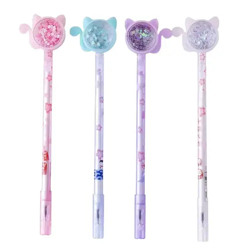 Stylos Chat à Paillettes: Adorables Trésors D’écriture Magiques Transparent Background
