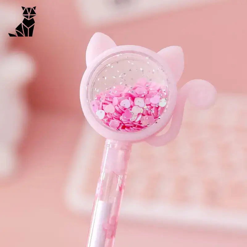 Stylos Chat à Paillettes: Adorables Trésors D’écriture Magiques - Rose