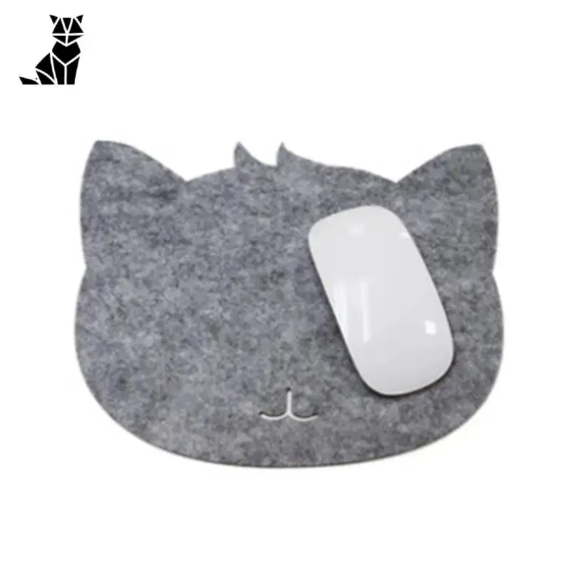 Tapis De Souris Chaton Espiègle Avec Petit Sourire Adorable - Gris